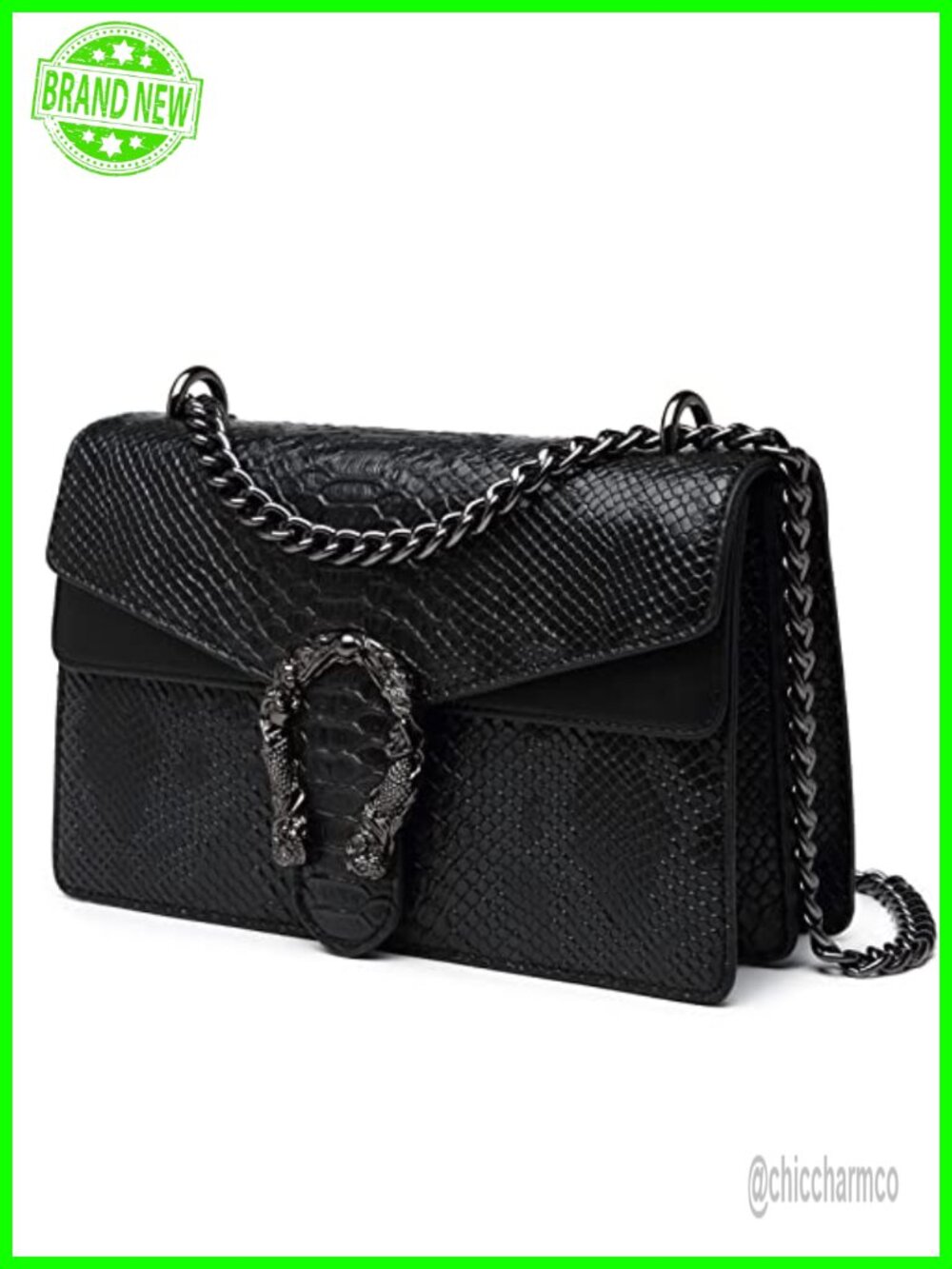 Snake Printed Faux Leather Crossbody Evening Clutch Bag